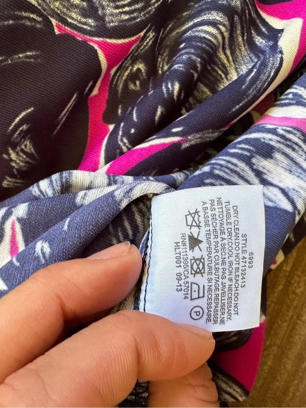 Tory Burch Abstract Print Tie Waist Midi Dress Navy Pink M NWOT